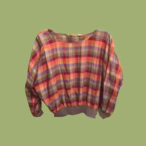 Vintage Rainbow Gingham Blouse